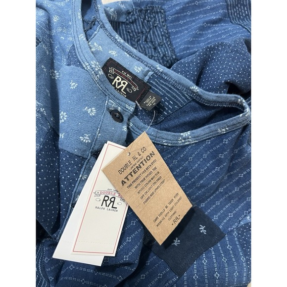 RRL Double RL Ralph Lauren Size 2 Patchwork Indigo Jersey Midi Dress NWT - Picture 3 of 10